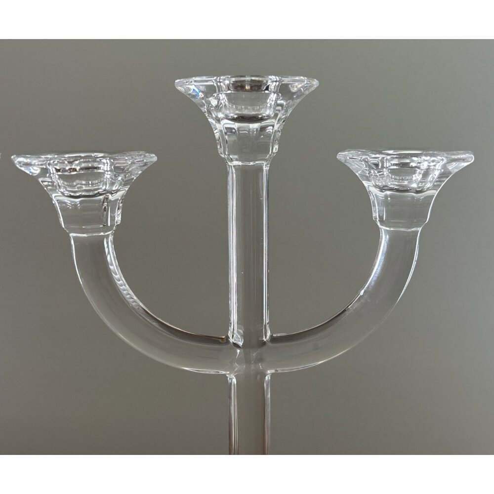 Pair of Villeroy + Boch Crystal 3 Arm Candelabra 12” H - Picture 3 of 5